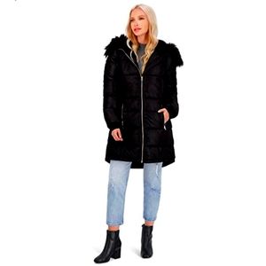Jessica Simpson Puffer Coat For Women - Quilted Winter Coat w/ Faux Fur Hood
